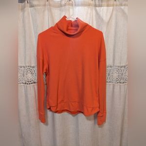 W Rabbit Mock Neck Waffle Long Sleeve size small in bright Coral pink